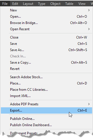 Export in File Menu