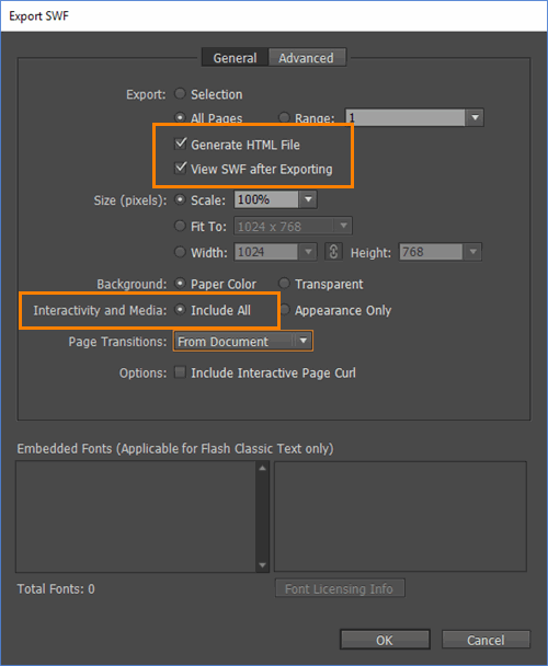 Export Dialog Box